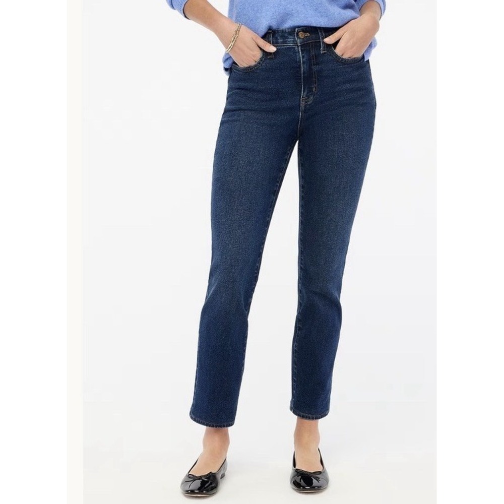 J. Crew Essential Straight Leg Jean Women 32‎ Dark Blue Wash Denim Preppy HR